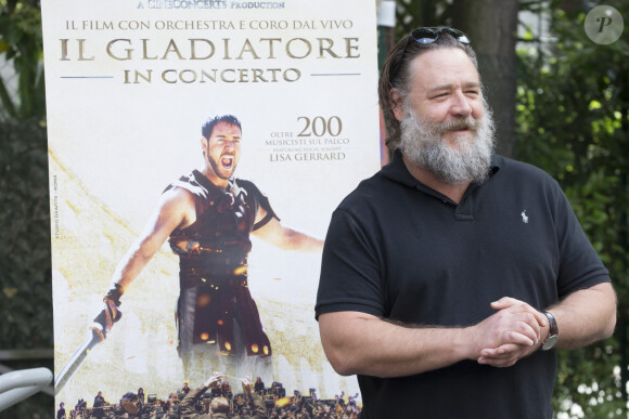 Russell Crowe lors d'un photocall pour la projection de Gladiator en live avec un orchestre à Rome le 5 juin 2018.