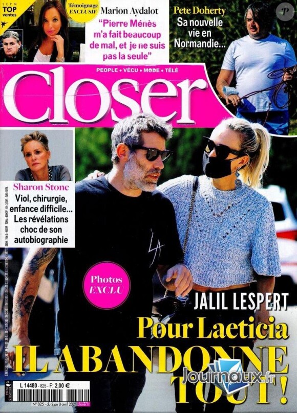 Laeticia Hallyday et Jalil Lespert dans le magazine "Closer", le 2 avril 2021.