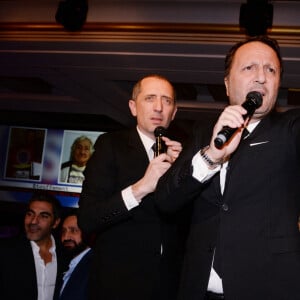 Exclusif - Ary Abittan, Cyril Hanouna, Gad Elmaleh et Arthur (Jacques Essebag) - Dîner de gala et vente aux enchère pour l'association "Sauveteurs sans frontières" ("Qui sauve une vie sauve l'humanité") à l'hôtel du collectionneur à Paris, France, le 13 février 2018. © Rachid Bellak/Bestimage