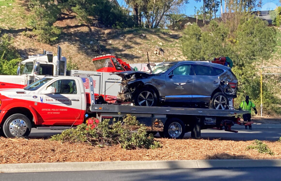 La voiture de Tiger Woods après son accident de voiture à Los Angeles. Le 23 février 2021.