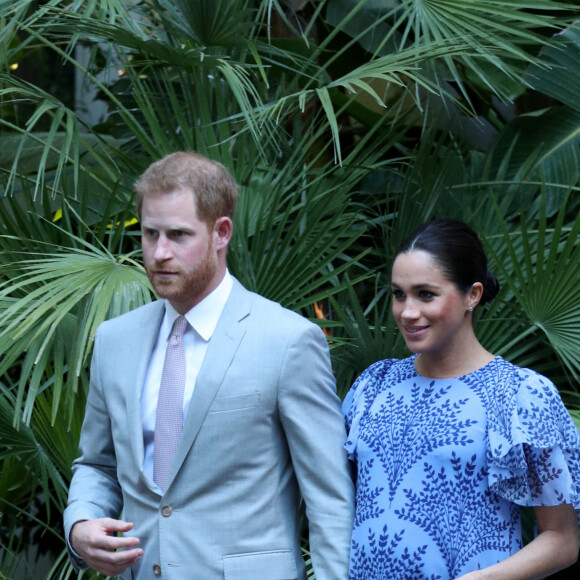 Le prince Harry, duc de Sussex et Meghan Markle, duchesse de Sussex (enceinte de son fils Archie), rencontrent le roi du Maroc et son fils, le prince héritier du Maroc, Moulay Hassan à sa résidence à Rabat, lors d'une audience privée in Rabat le 25 février, 2019