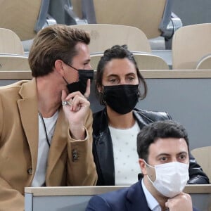 Exclusif - Alessandra Sublet et son compagnon Jordan Deguen en tribune lors de la finale homme des internationaux de France de Roland Garros à Paris le 11 octobre 2020. © Dominique Jacovides / Bestimage