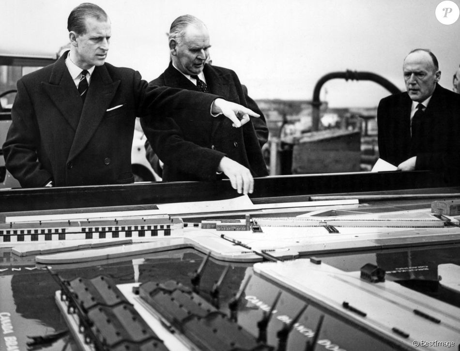 Le prince Philip, duc d'Edimbourg, en visite à Liverpool. 1958