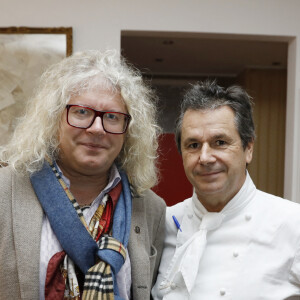 Exclusif - Pierre-Jean Chalençon et le chef Christophe Leroy lors de la soirée Crêpes Party chez Christophe Leroy à Paris, France, le 4 février 2020. © Ausset Lacroix-Bellak-LMS/Bestimage