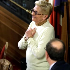 Isabelle Balkany, maire par intérim pendant la détention de son mari, préside le dernier conseil municipal de la commune de Levallois Perret avant les élections de mars 2020, à la mairie de Levallois-Perret, France, le 13 février 2020. © Dominique Jacovides/Bestimage