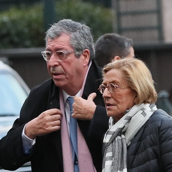 Patrick Balkany et sa femme Isabelle - Obsèques de Andrée Sarkozy (mère de N.Sarkozy), en l'église Saint-Jean-Baptiste à Neuilly-Sur-Seine.