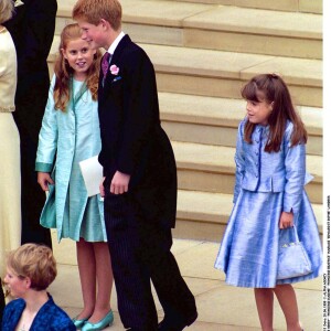 Le prince Harry, la princesse Eugénie et la princesse Beatrice au mariage d'Edward et Sophie à Londres. 