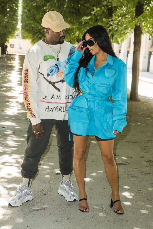 Kanye West et Kim Kardashian - Arrivées au défilé de mode Homme "Louis Vuitton" à Paris © Olivier Borde / Bestimage