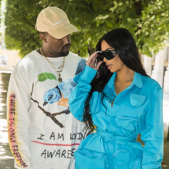 Kanye West et Kim Kardashian - Arrivées au défilé de mode Homme "Louis Vuitton" à Paris © Olivier Borde / Bestimage