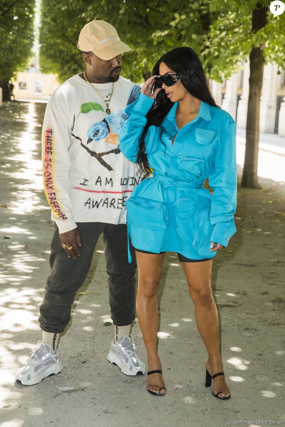 Kanye West et Kim Kardashian - Arrivées au défilé de mode Homme "Louis Vuitton" à Paris © Olivier Borde / Bestimage