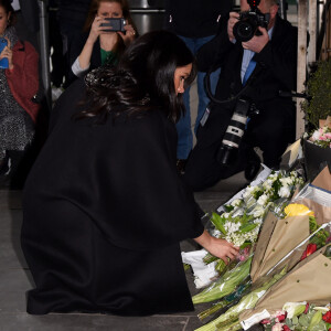 Meghan Markle, duchesse de Sussex, rend hommage aux victimes de la tuerie de Christchurch à New Zealand House. Londres, le 19 mars 2019.