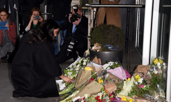 Meghan Markle, duchesse de Sussex, rend hommage aux victimes de la tuerie de Christchurch à New Zealand House. Londres, le 19 mars 2019.