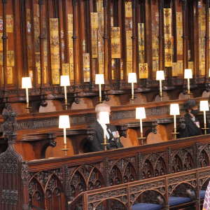 La reine Elisabeth II d'Angleterre - Funérailles du prince Philip, duc d'Edimbourg à la chapelle Saint-Georges du château de Windsor, Royaume Uni, le 17 avril 2021.