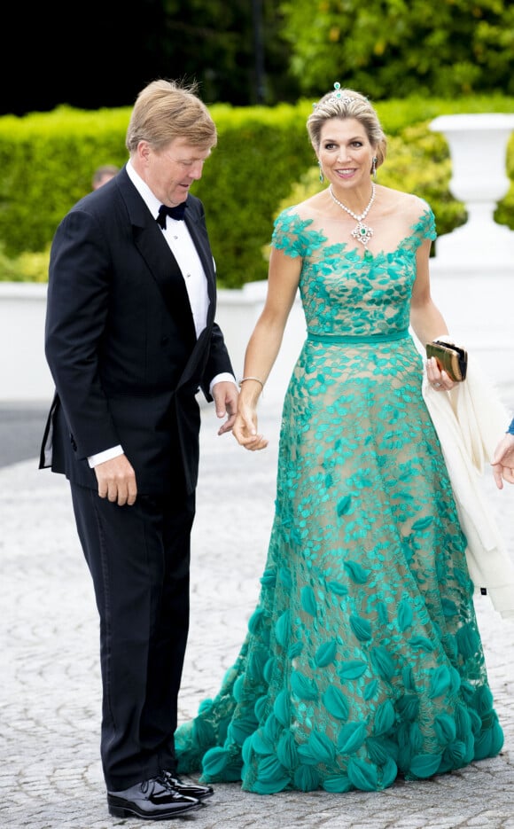 Le roi Willem Alexander et la reine Maxima des Pays-Bas lors du dîner d'état offert par le président de l'Irlande Michael D. Higgins à la résidence Aras an Uachtarain à Dublin, Irlande le 12 juin 2019.