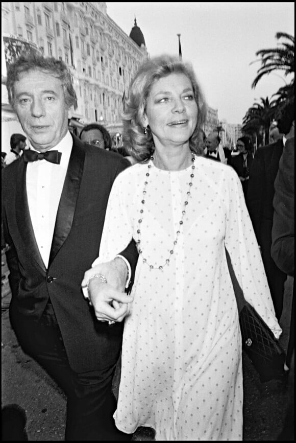 Yves Montand et Lauren Bacall au Festival de Cannes en 1979.