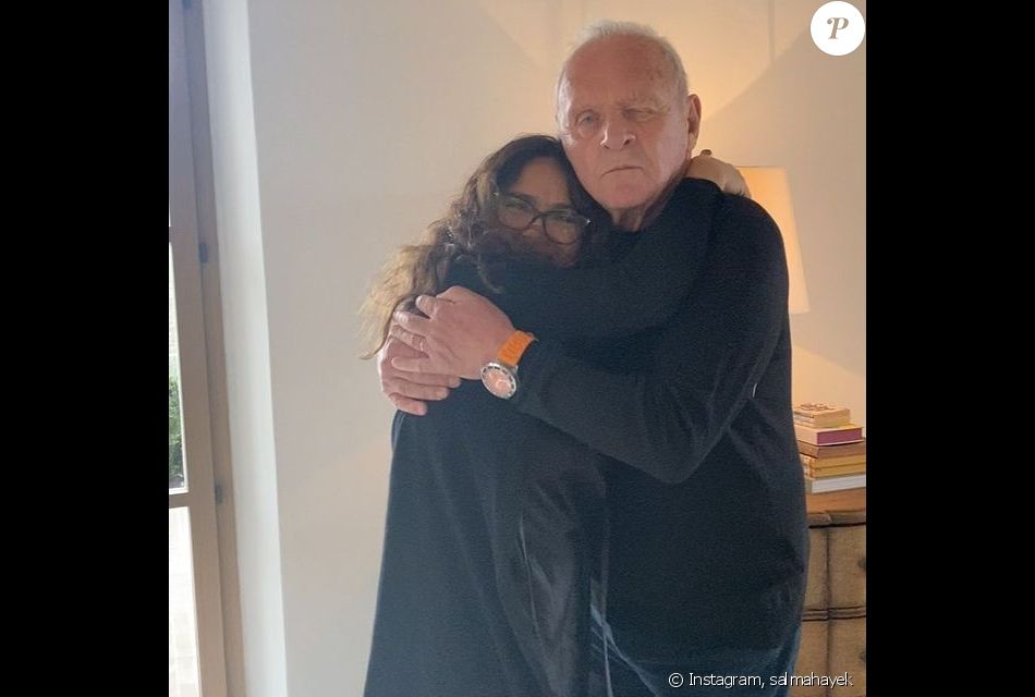 Salma Hayek et Anthony Hopkins sur Instagram, le 27 avril 2021.