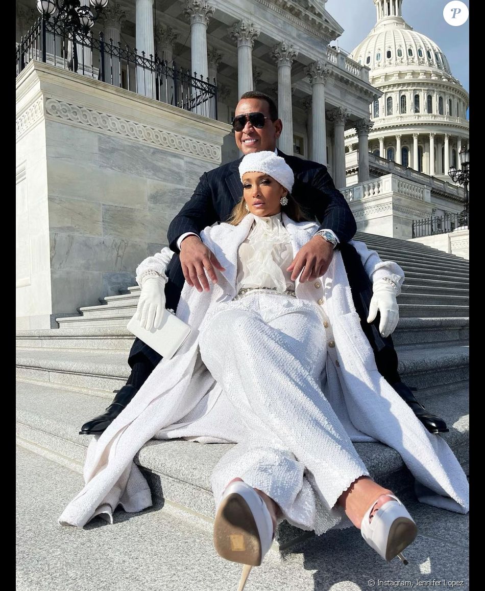 Jennifer Lopez et Alex Rodriguez à Washington, le 20 janvier 2021.