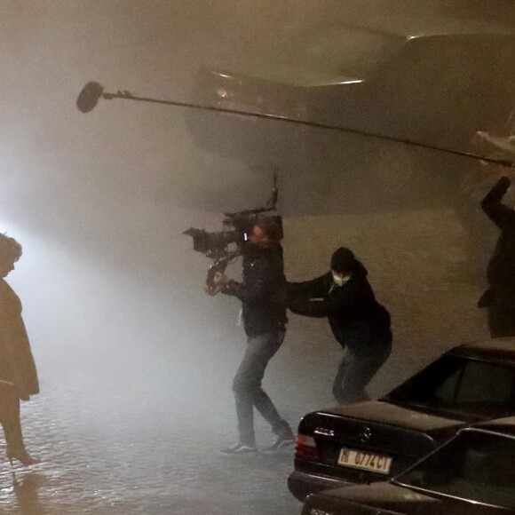 Exclusive - Lady Gaga sur le tournage d'une scène du film "Gucci" à Rome, Italie, le 16 avril 2021.