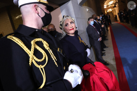 Lady Gaga - Cérémonie d'investiture du 46e président des Etats-Unis Joe Biden et de la vice-présidente Kamala Harris au Capitole à Washington, le 20 janvier 2021.