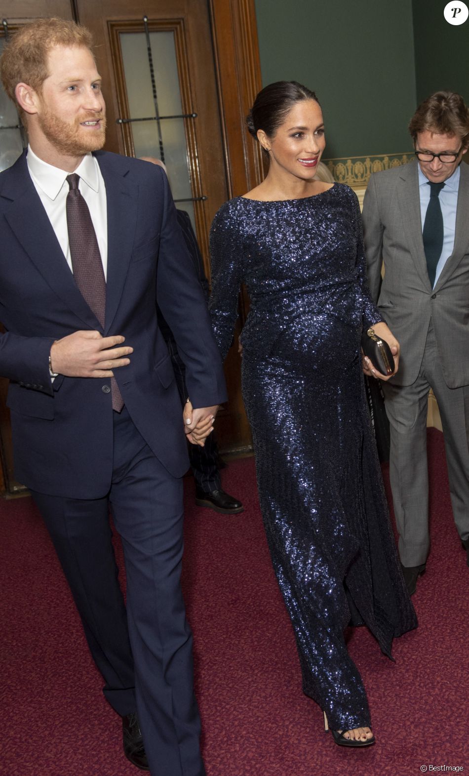 Le prince Harry, duc de Sussex, et Meghan Markle, duchesse de Sussex, enceinte de son fils Archie, à la représentation du 10ème anniversaire du spectacle du Cirque du Soleil "Totem" au Roayl Albert Hall à Londres, le 16 janvier 2019.