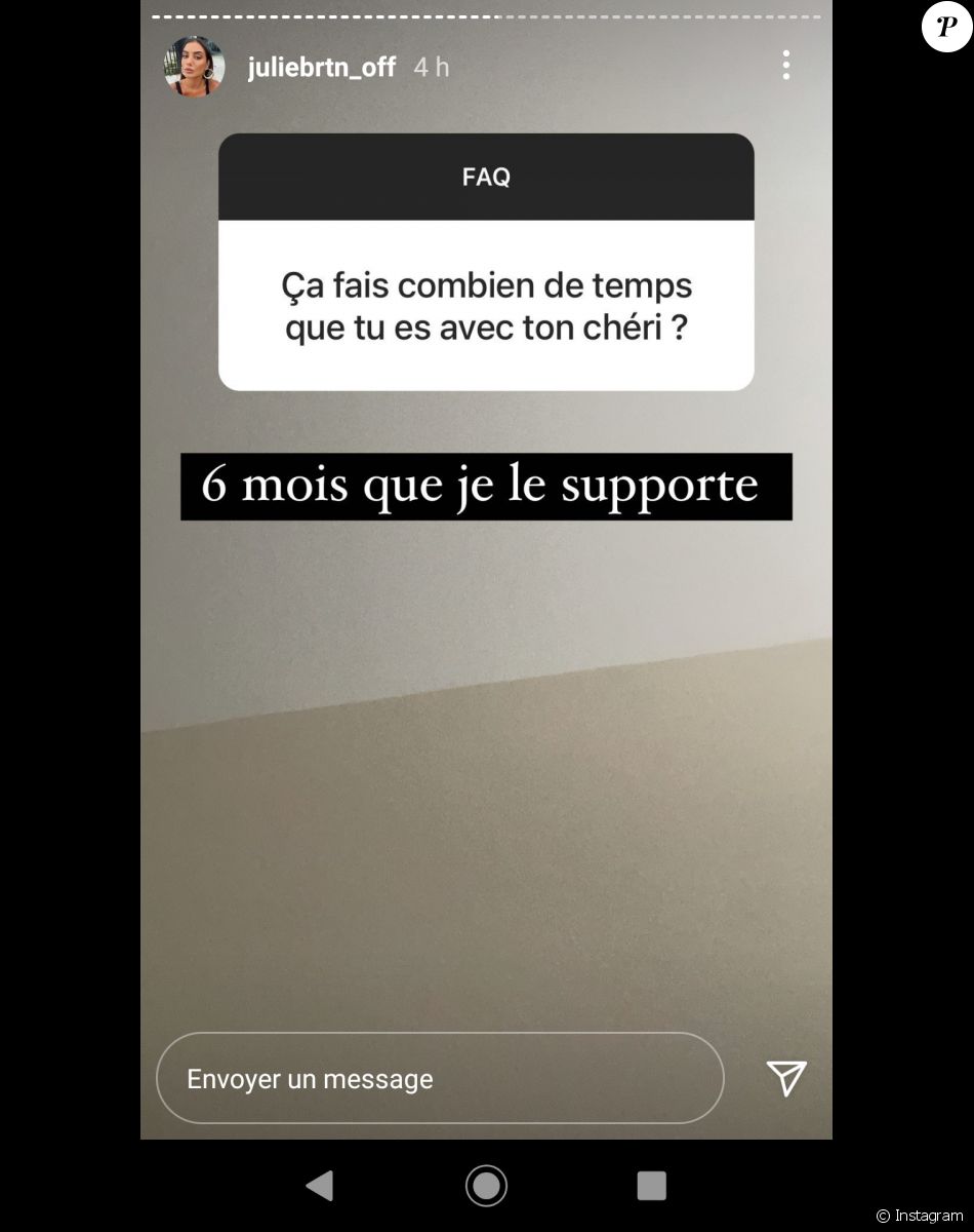 Julie Bertin se confie sur son couple avec Benoît Paire sur Instagram, le 3 mai 2021