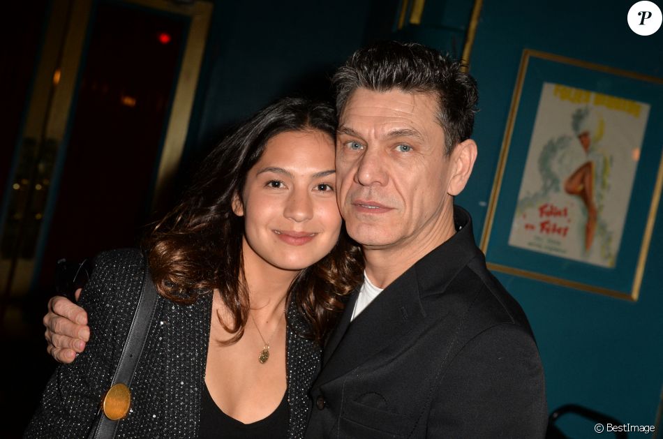 Exclusif - Marc Lavoine et sa compagne Line Papin à la générale de presse du spectacle musicale " Les Souliers Rouges " aux Folies Bergères à Paris, France, le 4 février 2020. © Veeren/Bestimage