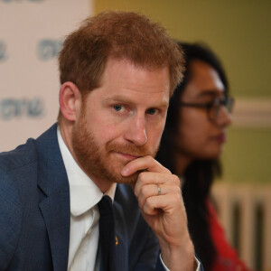 Le prince Harry, duc de Sussex, et Meghan Markle, duchesse de Sussex, participent à une réunion sur l'égalité des genres avec les membres du Queen's Commonwealth Trust au château de Windsor, le 25 octobre 2019.