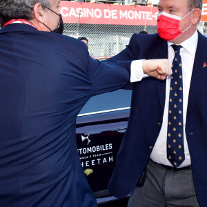 Le prince Albert II de Monaco a essayé le dernier modèle électrique de Citroen, la DS 9 sur le mythique circuit de Formule 1 de la Principauté, le 8 mai 2021 avant les essais du 4ème Monaco E-Prix. © Bruno Bebert / Bestimage