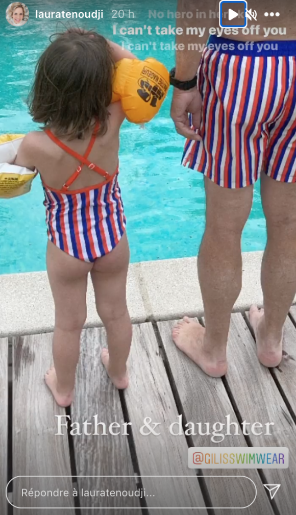 Christian Estrosi et sa fille Bianca profitent de la piscine.