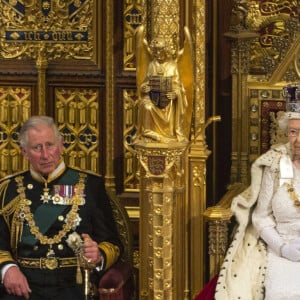 Camilla Parker Bowles, duchesse de Cornouailles, le prince Charles, la reine Elisabeth II d'Angleterre et le prince Philip, duc d'Edimbourg - La famille royale d'Angleterre lors de la cérémonie d'ouverture du parlement à Londres. Le 27 mai 2015