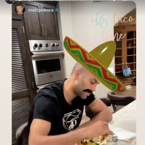 Tony Parker déguste un taco au domicile de M. Pokora et Christina Milian à Los Angeles. Le 12 mai 2021.