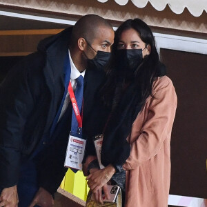 Alize Lim et Tony Parker lors du match AS Monaco - Olympique Lyonnais au stade Louis II de Monaco. Le 2 mai 2021.