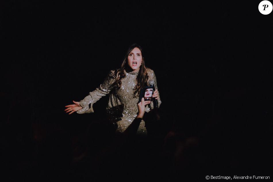 Exclusif - Joyce Jonathan fête ses dix ans de carrière avec un concert à "La Cigale" à Paris, le 14 octobre 2019. © Alexandre Fumeron/Bestimage