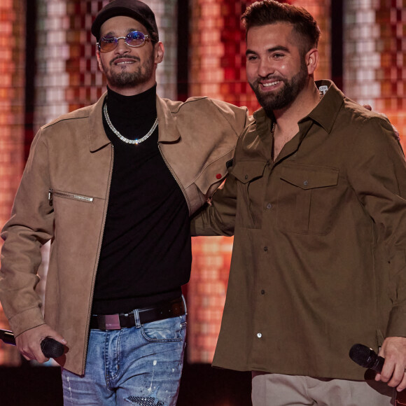 Exclusif - Soolking et Kendji Girac - Enregistrement de l'émission "Allez viens je t'emmène...Au Music Hall" au Studio Gabriel à Paris, qui sera diffusée le 28 mai sur France 3. Le 6 avril 2021 © Cyril Moreau / Bestimage 