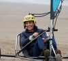 Kate Middleton, duchesse de Cambridge, fait du char à voile sur la plage Saint Andrews dans le comté de East Lothian, en Écosse. Le 26 mai 2021.