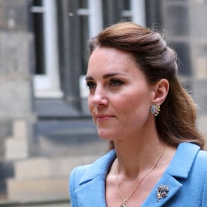 Catherine (Kate) Middleton, duchesse de Cambridge, arrive pour la cérémonie de clôture de l'Assemblée générale de l'Église d'Écosse, à la salle de l'Assemblée à Édimbourg, Ecosse, Royaume Uni, le 27 mai 2021. 