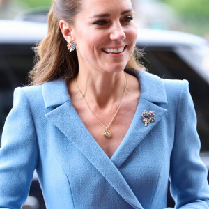Catherine (Kate) Middleton, duchesse de Cambridge, arrive pour la cérémonie de clôture de l'Assemblée générale de l'Église d'Écosse, à la salle de l'Assemblée à Édimbourg, Ecosse, Royaume Uni, le 27 mai 2021. 