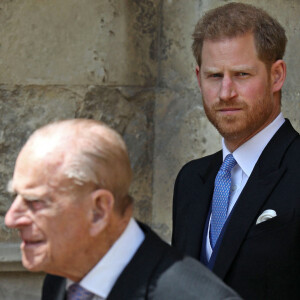 Le prince Philip, duc d'Edimbourg, le prince Harry - Mariage de Lady Gabriella Windsor avec Thomas Kingston dans la chapelle Saint-Georges du château de Windsor.