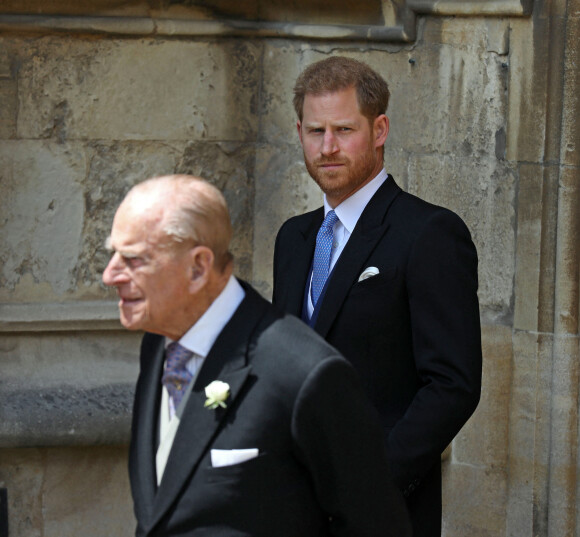 Le prince Philip, duc d'Edimbourg, le prince Harry - Mariage de Lady Gabriella Windsor avec Thomas Kingston dans la chapelle Saint-Georges du château de Windsor.