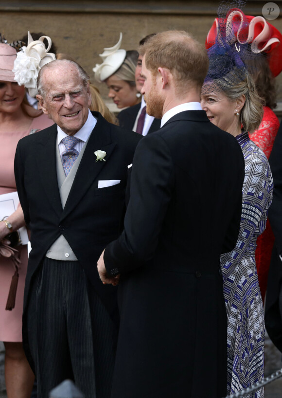 Le prince Philip, duc d'Edimbourg, le prince Harry - Mariage de Lady Gabriella Windsor avec Thomas Kingston dans la chapelle Saint-Georges du château de Windsor le 18 mai 2019.