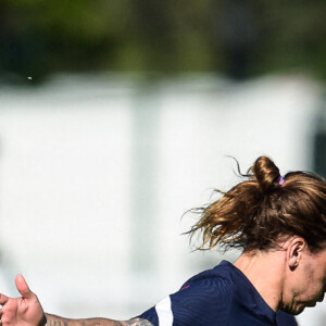 Antoine Griezmann, Wissam Ben Yedder et Corentin Tolisso à l'entraînement de l'équipe de France de football au Centre National du Football. Clairefontaine, le 31 mai 2021. © Federico Pestellini/FEP/ Panoramic / Bestimage