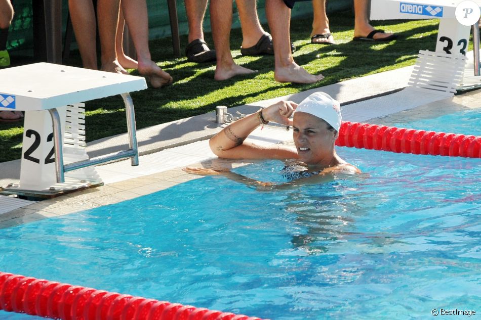 Exclusif - Laure Manaudou replonge pour le 8ème meeting de natation de Carcassonne le 28 juin 2015.