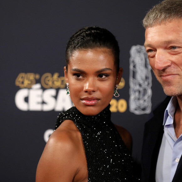 Vincent Cassel et sa femme Tina Kunakey lors du photocall lors de la 45ème cérémonie des César à la salle Pleyel à Paris le 28 février 2020 © Dominique Jacovides / Olivier Borde / Bestimag