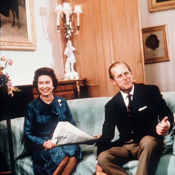 La reine Elisabeth II d'Angleterre et le prince Philip, duc d'Edimbourg en 1975.