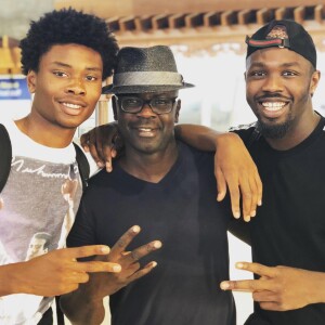 Lilian Thuram avec ses deux fils Marcus et Khéphren Thuram. Janvier 2019.