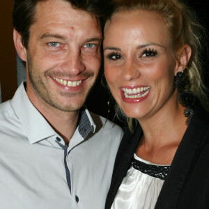 Elodie Gossuin et son mari Bertrand Lacherie - Première du spectacle de Jarry "Atypique" à Paris. Le 2 octobre 2014.