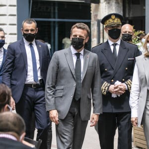 Le président de la République Emmanuel Macron et sa femme Brigitte ont rencontré les acteurs de la gastronomie locale et nationale à Valence, à l'occasion du déplacement dans la Drôme. Le 8 juin 2021 © Romain Gaillard / pool / Bestimage