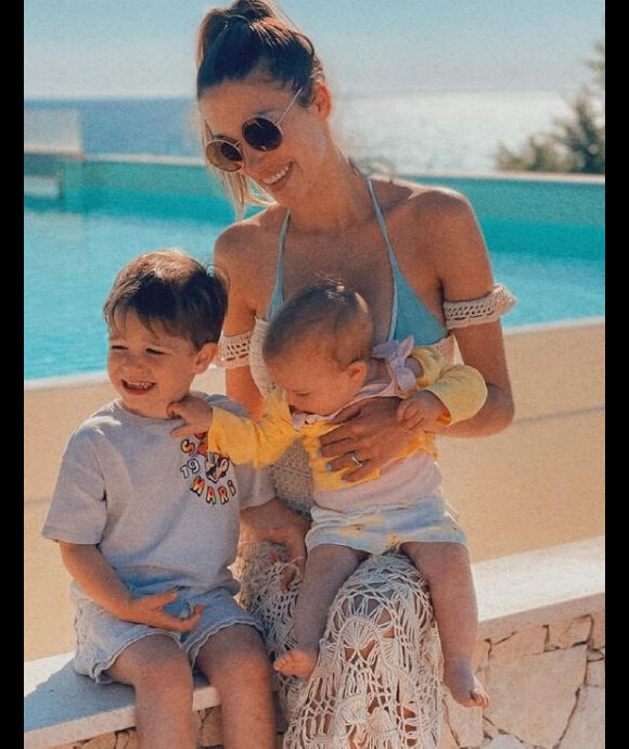 Camille Schneiderlin et ses enfants Mahé et Keira, le 30 mai 2021