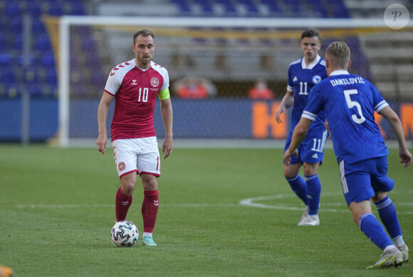 Christian Eriksen lors du match amical Denmark - Bosnie-Herzégovine à Copenhague, le 6 juin 2021.