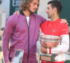 Novak Djokovic et Stefanos Tsitsipas - Finale des internationaux de tennis de Roland-Garros à Paris, le 13 juin 2021. © Dominique Jacovides/Bestimage